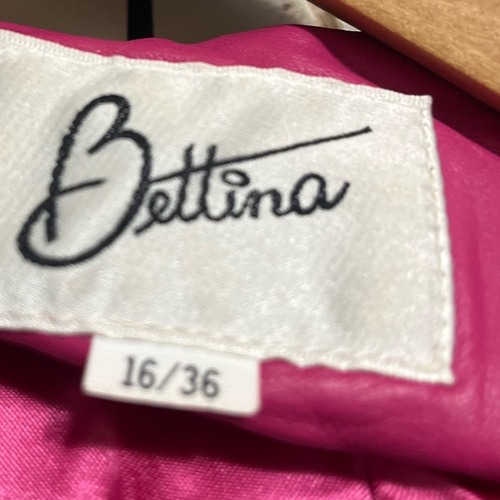 Vintage BETTINA 1980s Pink Leather Jacket Sz 16/36 Women - Picture 6 of 7
